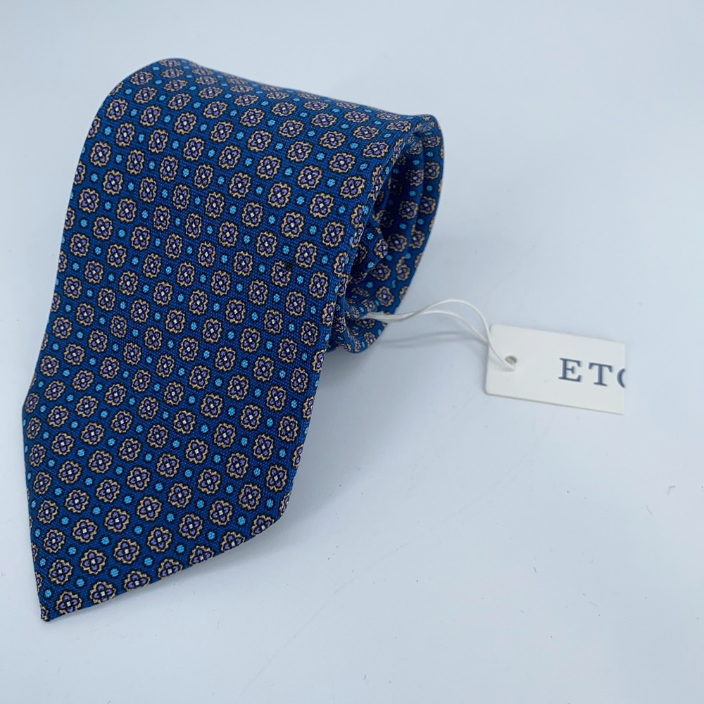 Eton Tie Mens One Size Multi Floral Silk Luxury Classic Fit Necktie Italy Made